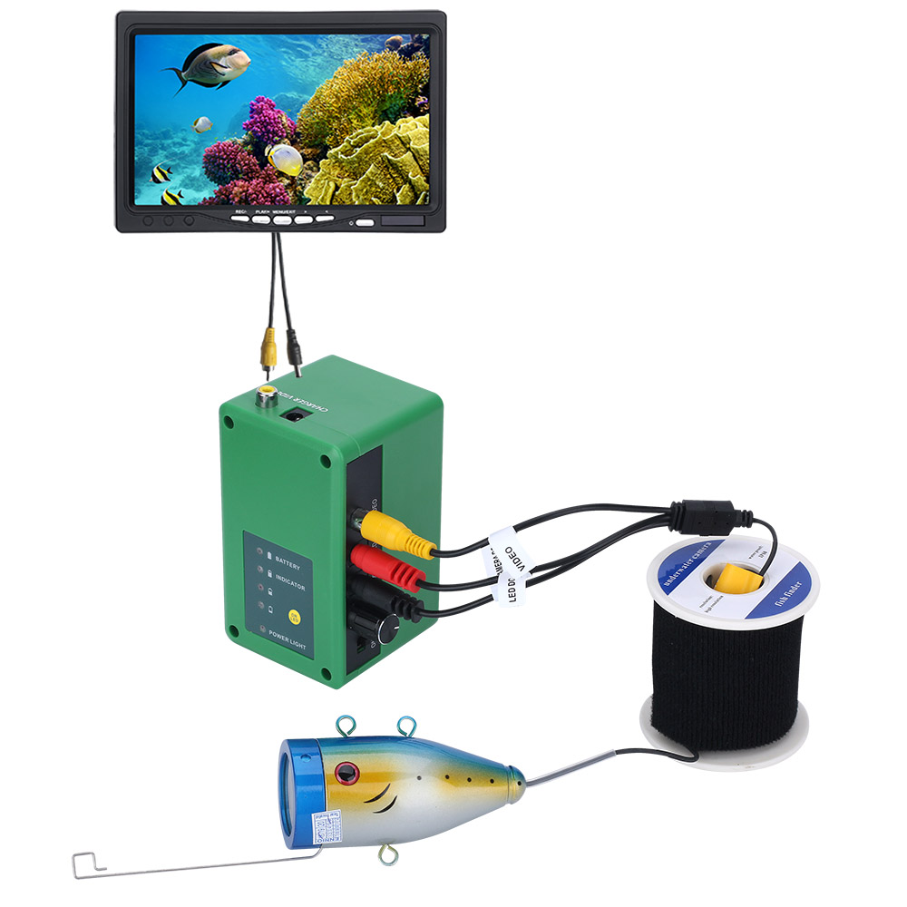 7'' Inch 1000 TVL Underwater Visual Fish Finder Carema DVR Video Recorder 15pcs White LEDs 15pcs Infrared Lamp Ice Lake